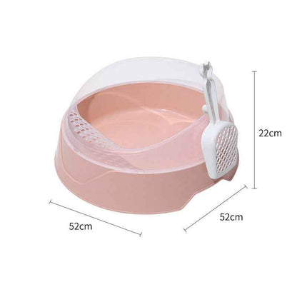 Large Semi-Enclosed Cat Litter Box with Shovel