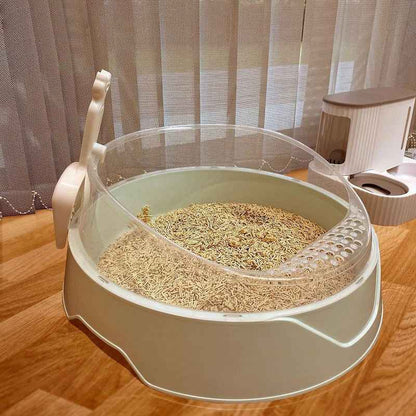 Large Semi-Enclosed Cat Litter Box with Shovel